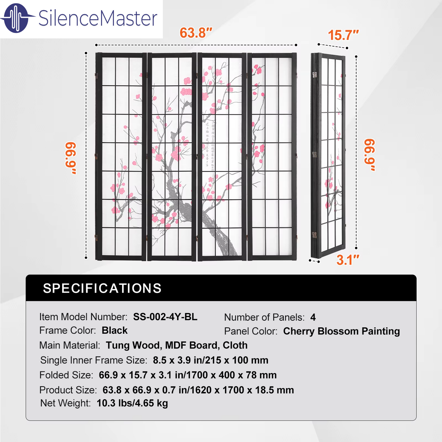 floor_divider Cherry Blossom 4-Panel Soundproof Divider Silencemaster