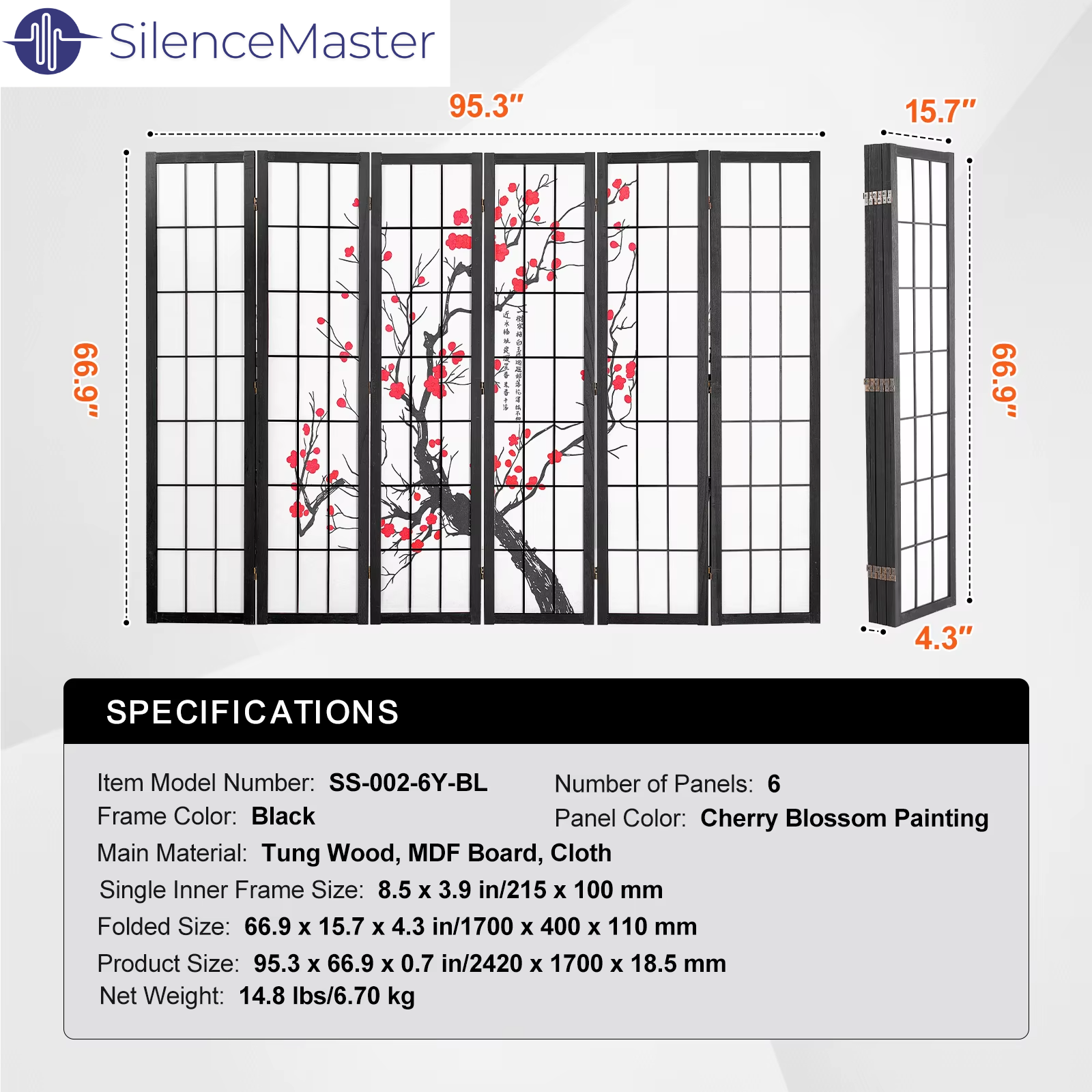 floor_divider Cherry Blossom 6-Panel Soundproof Divider Silencemaster