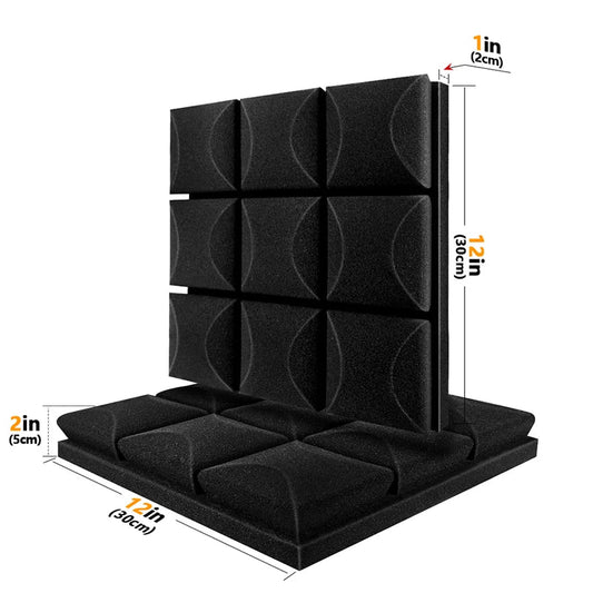 acoustic_foam wall_treatment 6-Pack Mushroom Head Acoustic Foam Panels - 12"x12"x2" for Noise Reduction and Soundproofing Silencemaster