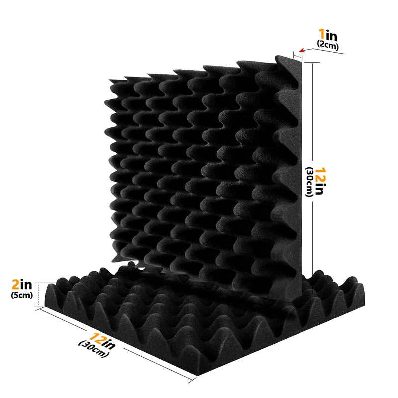 acoustic_foam wall_treatment 6-Pack Egg Crate Acoustic Foam Panels - 12"x12"x2" for Noise Reduction and Soundproofing Silencemaster