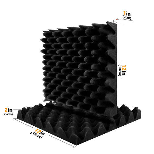 acoustic_foam wall_treatment 6-Pack Egg Crate Acoustic Foam Panels - 12"x12"x2" for Noise Reduction and Soundproofing Silencemaster