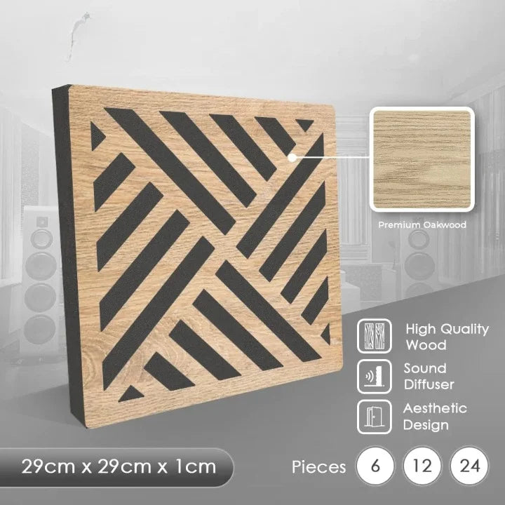 acoustic_panel wall_treatment Wooden Acoustic Panel Sound Diffuser - Diagonal Stripes Silencemaster