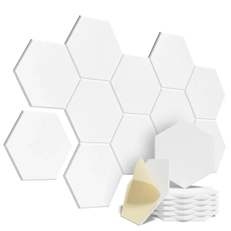 acoustic_panel wall_treatment Hexagonal Style Acoustic Panels (Set of 12) Basic Hexagon White Silencemaster