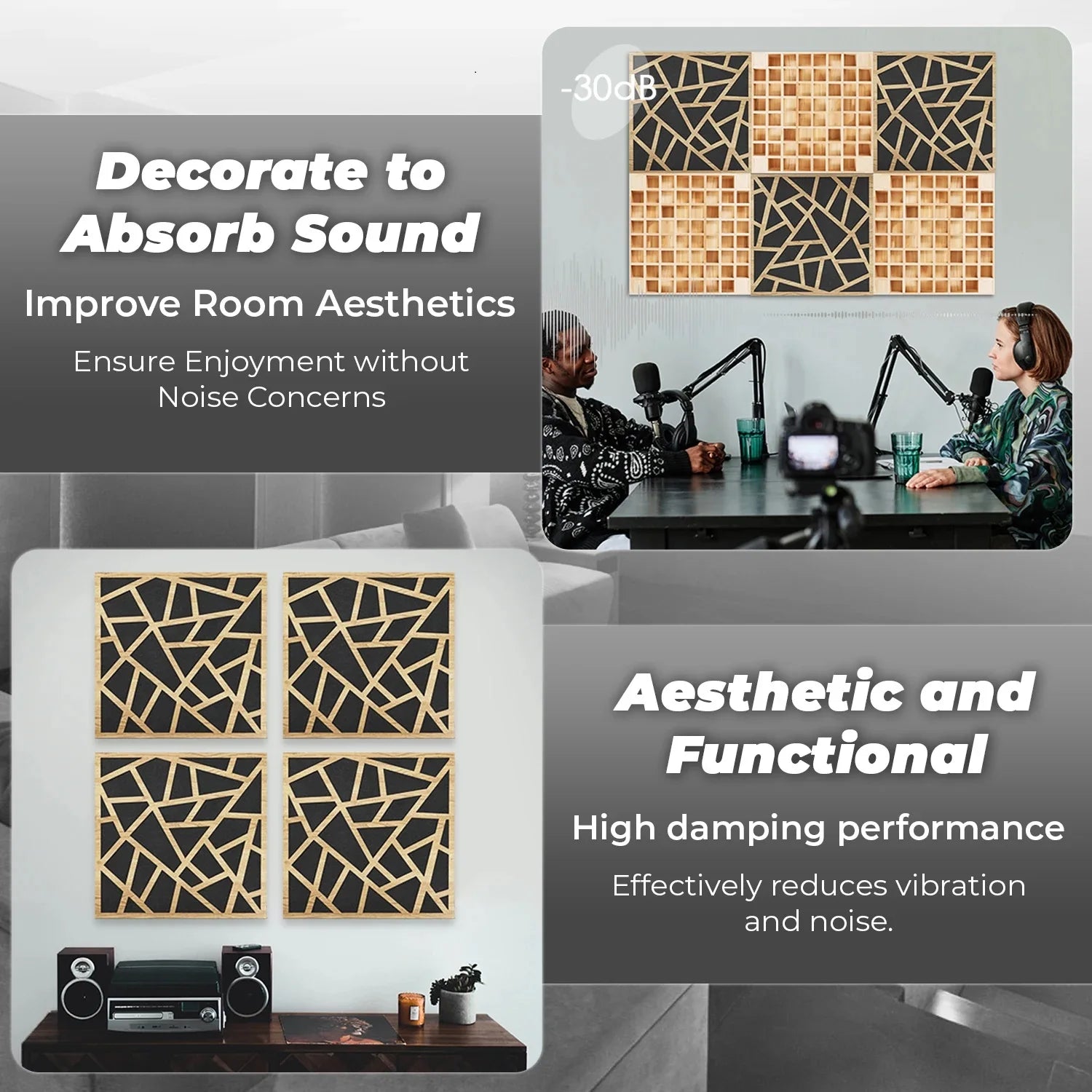 acoustic_panel wall_treatment Wooden Acoustic Panel Sound Diffuser - Square Circles Silencemaster