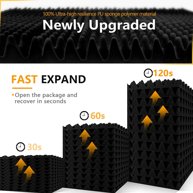 acoustic_foam wall_treatment 6-Pack Egg Crate Acoustic Foam Panels - 12"x12"x2" for Noise Reduction and Soundproofing Silencemaster