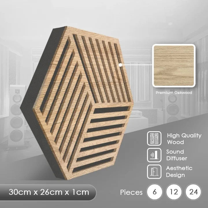 acoustic_panel wall_treatment Wooden Acoustic Panel Sound Diffuser - Isometric Lines Silencemaster