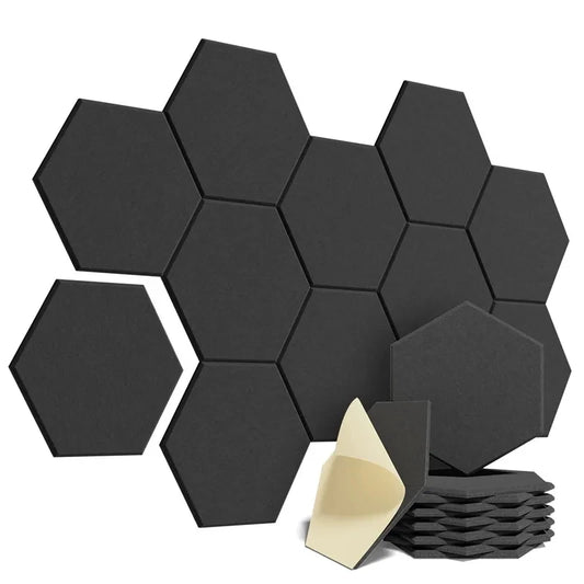 acoustic_panel wall_treatment Hexagonal Style Acoustic Panels (Set of 12) Basic Hexagon Black Silencemaster