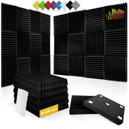 acoustic_foam wall_treatment 6-Pack Triangular Acoustic Foam Panels - 12"x12"x2" for Noise Reduction and Soundproofing Silencemaster