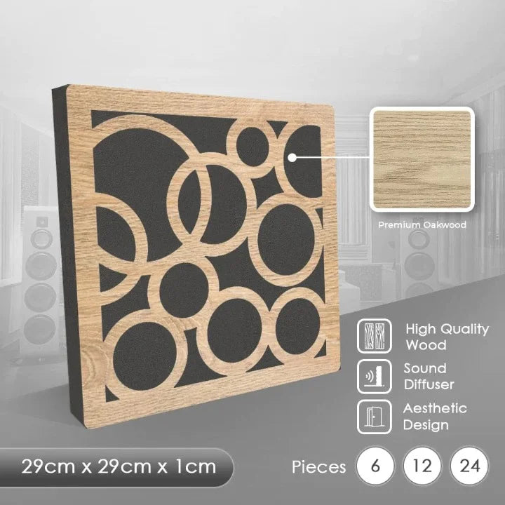 acoustic_panel wall_treatment Wooden Acoustic Panel Sound Diffuser - Square Circles Silencemaster