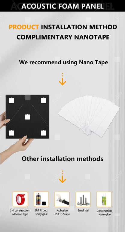 acoustic_foam wall_treatment 6-Pack Triangular Acoustic Foam Panels - 12"x12"x2" for Noise Reduction and Soundproofing Silencemaster