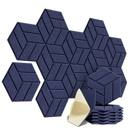 acoustic_panel wall_treatment Y-Lines Style Acoustic Panels (Set of 12) - Dark Blue Dark Blue 12pcs Hexagon 9mm Silencemaster