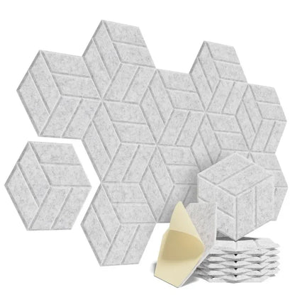 acoustic_panel wall_treatment Y-Lines Style Acoustic Panels (Set of 12) - Silver Gray Silver Gray 12pcs Hexagon 9mm Silencemaster