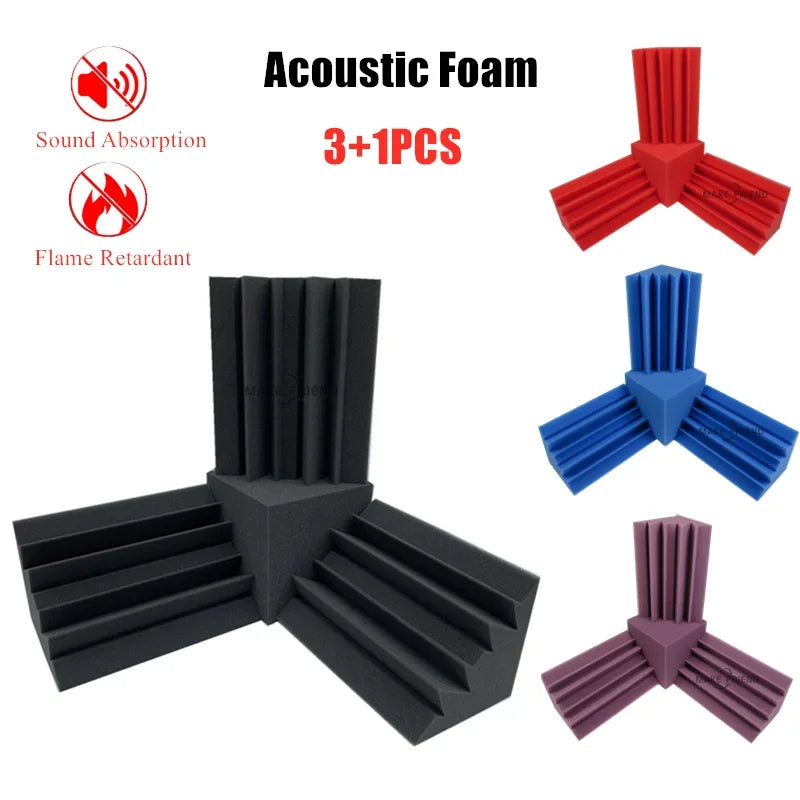 acoustic_foam bass_trap floor_treatment wall_treatment Acoustic Bass Trap Foam Set (3 Bass Traps + 1 Cube) Silencemaster