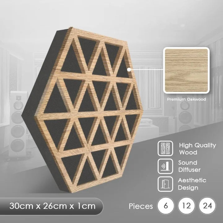 acoustic_panel wall_treatment Wooden Acoustic Panel Sound Diffuser - Isometric Triangles Silencemaster