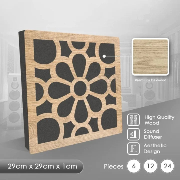 acoustic_panel wall_treatment Wooden Acoustic Panel Sound Diffuser - Royal Petals Silencemaster