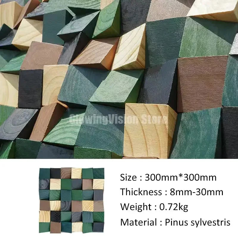 acoustic_panel wall_treatment 30x30cm Wood Acoustic Panel Sound Diffuser - Green Mosaic Silencemaster