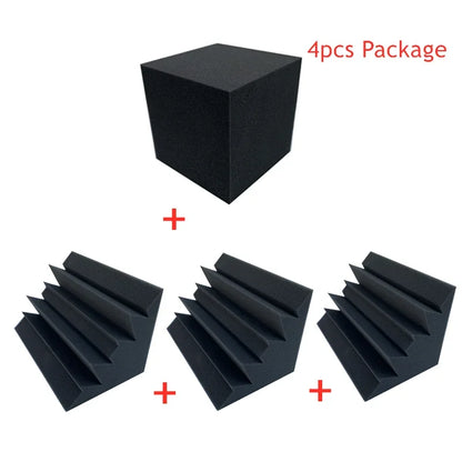 acoustic_foam bass_trap floor_treatment wall_treatment Acoustic Bass Trap Foam Set (3 Bass Traps + 1 Cube) Silencemaster